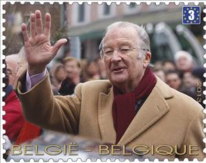 Stamp, King Albert II, greeting the public, Belgium,  