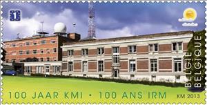 Stamp, Building of the Royal Meteorological Institute, Belgium,  