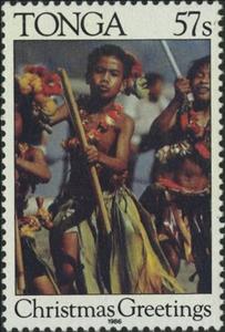 Stamp, Boy with traditional Dress, Tonga,  , Christmas