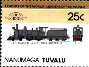Stamp, TR Class B 4-4-0 1884 Australia, Tuvalu,  , Locomotives, Railways, Steam Traction