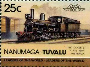 Stamp, TR Class B 4-4-0 1884 Australia, Tuvalu,  , Locomotives, Railways, Steam Traction