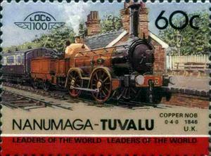 Stamp, Coppernob 0-4-0 1846 UK, Tuvalu,  , Locomotives, Railways, Steam Traction