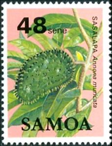 Stamp, Sasalapa (Annona muricata), Samoa,  , Fruits, Plants (Flora)