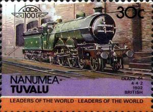 Stamp, Class C1 4-4-2 1902 British, Tuvalu,  , Locomotives, Railways, Steam Traction