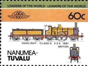 Stamp, Fairlight Class G 2-2-2 1881 British, Tuvalu,  , Locomotives, Railways, Steam Traction