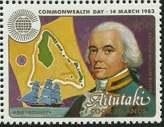 Stamp, Commonwealth Day 1983, Aitutaki,  , Explorers, Maps