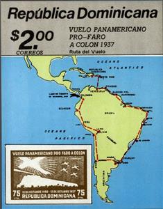 Souvenir Sheet, Map and Columbus Mausoleum, Dominican Republic,  , Maps, Stamps
