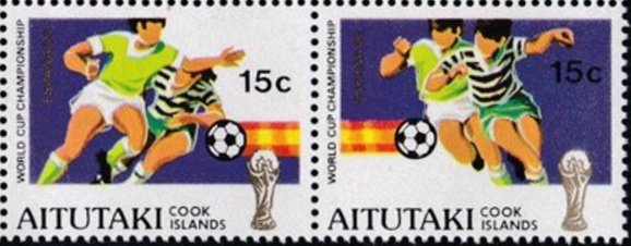 Se-tenant, Football World Cup, Spain 1982, Aitutaki,  , Football (Soccer)
