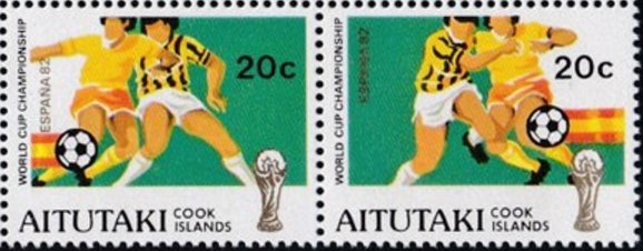 Se-tenant, Football World Cup, Spain 1982, Aitutaki,  , Football (Soccer)