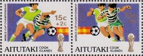 Se-tenant, Football World Cup, Spain 1982, Aitutaki,  , Football (Soccer)