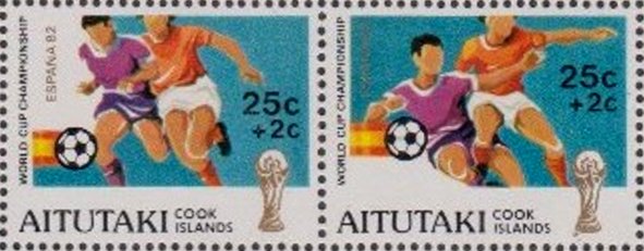 Se-tenant, Football World Cup, Spain 1982, Aitutaki,  , Football (Soccer)