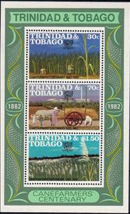 Souvenir Sheet, Sheet of 3, Canefarmers' Centenary, Trinidad and Tobago,  