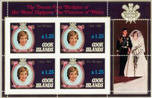 Mini Sheet, Birthday Sheet 1, Cook Islands,  , Princesses, Royalty