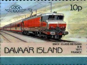 Stamp, SNCF Class BB15000 B-B 1971 France, Cinderellas,  , Locomotives