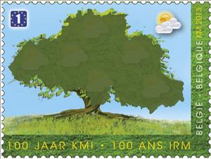 Stamp, Tree in Spring, Belgium,  
