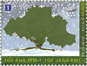 Stamp, Tree in Winter, Belgium,  