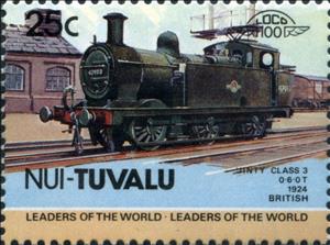 Stamp, Jinty Class 3 0-6-0T 1924 british, Tuvalu,  , Locomotives, Railways, Steam Traction