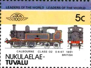 Stamp, Calbourne Class O2 0-4-4T 1891 British, Tuvalu,  , Locomotives