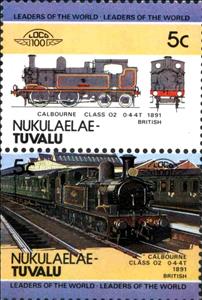 Se-tenant, Calbourne Class O2 0-4-4T 1891 British, Tuvalu,  , Locomotives