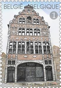 Stamp, Tithe Barn at Tournai's Grand-Place, Belgium,  