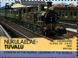 Stamp, Calbourne Class O2 0-4-4T 1891 British, Tuvalu,  , Locomotives