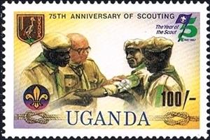 Stamp, The 75th Anniversary of Boy Scout Movement, Uganda,  , Anniversaries and Jubilees, Scouting