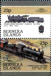 Se-tenant, Pennsylvania Railroad Class E2 No.7002 4-4-2 1902 USA, Cinderellas,  , Locomotives