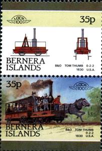 Se-tenant, B&O Tom Thumb 0-2-2 1830 USA, Cinderellas,  , Locomotives