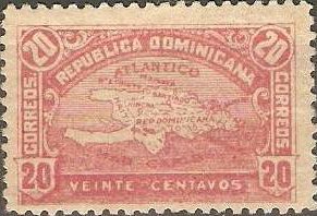 Stamp, Map of Hispaniola Island, Dominican Republic,  , Maps