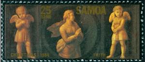 Stamp, The Three Virtues, by Raphael (Faith), Samoa,  , Christmas