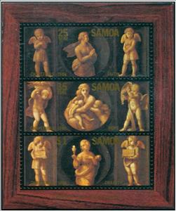 Souvenir Sheet, The Three Virtues, by Raphael, Samoa,  , Christmas