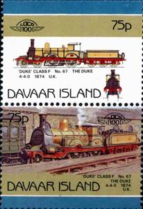 Se-tenant, Duke Class F No.67 The Duke 4-4-0 1874 UK, Cinderellas,  , Locomotives