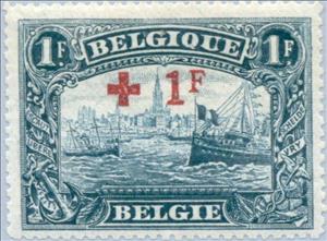 Stamp, Overprint, Belgium,  , Ships, Ports, Flags, Red Cross and Red Crescent, Buildings, Churches - Cathedrals - Basilicas - Chapels