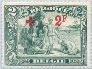 Stamp, Overprint, Belgium,  , Flags, Red Cross and Red Crescent