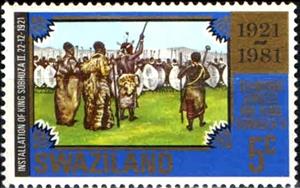 Stamp, Installation of King Sobhuza II, 1921, Swaziland,  