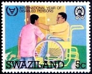 Stamp, Men learning carpentry, Swaziland,  