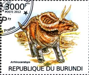 Stamp, Arrhinoceratops, Burundi,  , Dinosaurs
