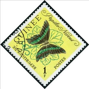 Stamp, Green-banded Swallowtail (Papilio nireus), Guinea, Social Democratic Republic,  , Butterflies