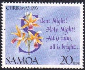 Stamp, "Silent Night! Holy Night! All is calm, all is bright", Samoa,  , Christmas, Flowers, Orchids