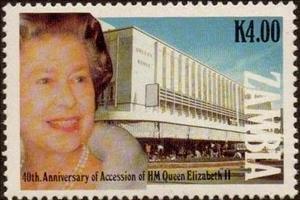 Stamp, The 40th Anniversary of the Coronation of Queen Elizabeth II, Zambia,  