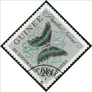 Stamp, Green-banded Swallowtail (Papilio nireus), Guinea, Social Democratic Republic,  , Butterflies