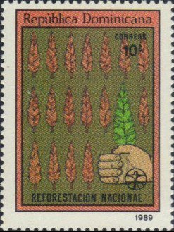 Stamp, Afforestiation programm, Dominican Republic,  , Environment Protection, Plants (Flora), Trees