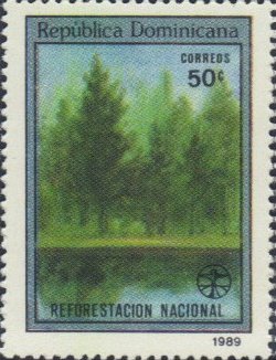 Stamp, Afforestiation programm, Dominican Republic,  , Environment Protection, Plants (Flora), Trees