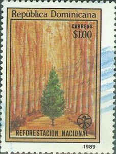 Stamp, Afforestiation programm, Dominican Republic,  , Environment Protection, Plants (Flora), Trees