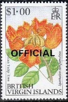 Stamp, African tulip tree, British Virgin Islands,  