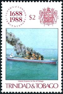 Stamp, Atlantic Empress on fire off Tobago, Trinidad and Tobago,  