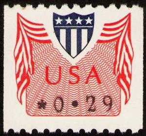 Stamp, Flag and Shield CVP vertical coil stamp, United States of America,  