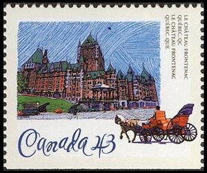 Stamp, Le Château Frontenac, Québec, Canada,  , Carriages, Horses, Hotels