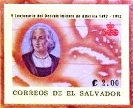 Stamp, Columbus, Map, El Salvador,  