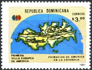 Stamp, Exploring Americas, Dominican Republic,  , Maps